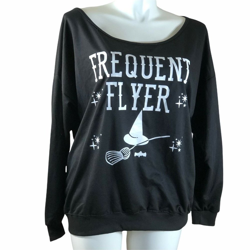 Frequent Flyer Black Graphic Sweatshirt - Women